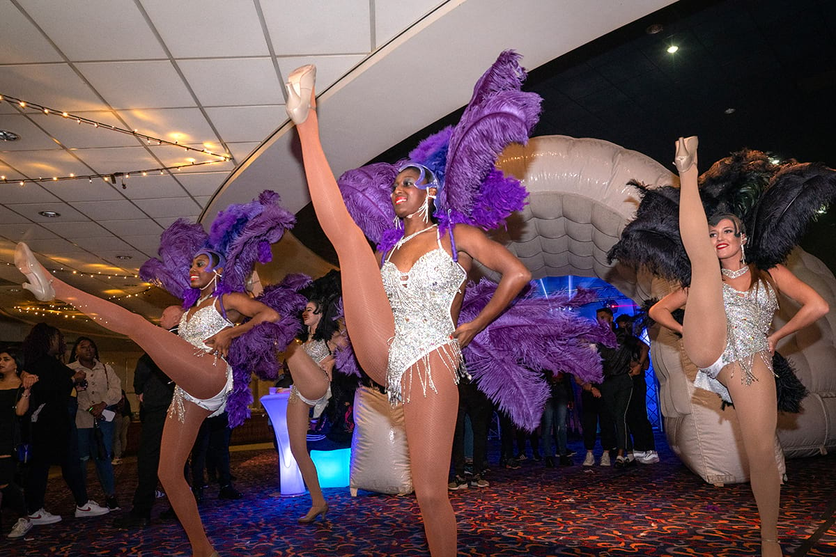 Dancers  at CODE Student Accommodation Coventry Casino themed Welcome party